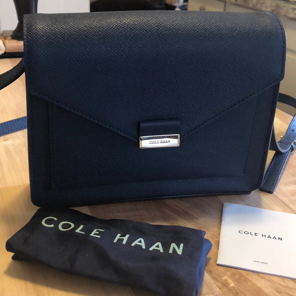Navy Blue Cole Haan Crossbody Leather Bag